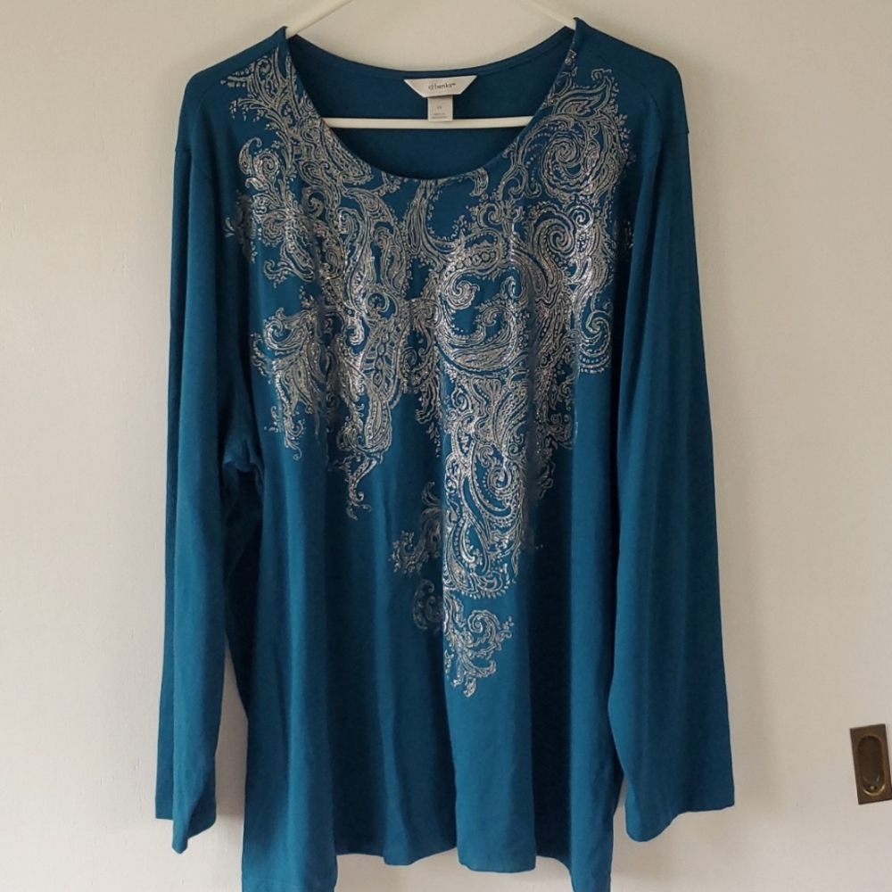 CJ Banks Long Sleeve Glitter Tee